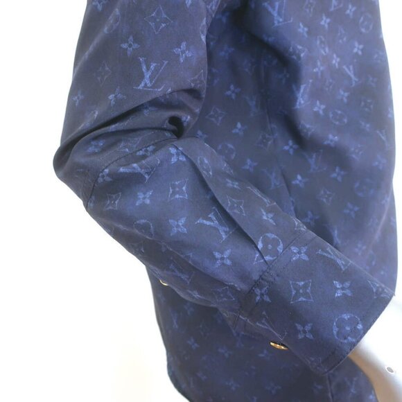 Louis Vuitton Monogram Cloud Masculine Shirt Navy Printed Silk Size 38 - Picture 5 of 8